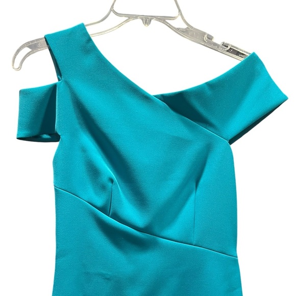 Ted Baker Yandal Asymmetric Bodycon Knee Length Dress Teal Green color size 1 - Picture 4 of 12